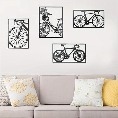Décoration murale en métal représentant un vélo - Décoration d'intérieur en fer forgé, élégante et stylée pour le salon, la chambre et la salle à manger