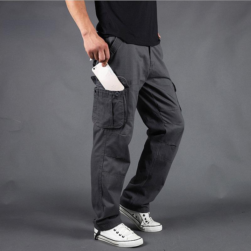 New Casual Trousers Multi-pocket Work Trousers Men's Loose Large Size Casual Trousers Spring and Autumn Thick Section Cotton Trousers