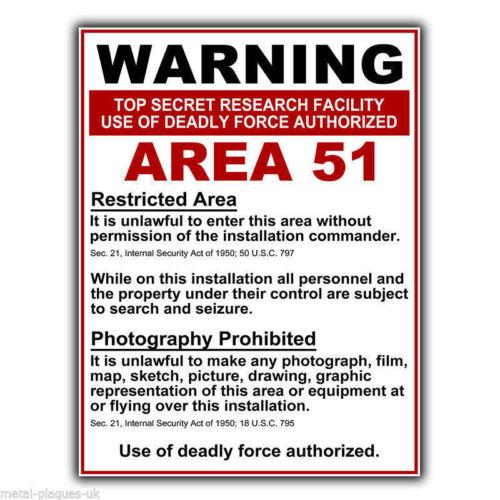AREA WARNING Sign METAL WALL SIGN PLAQUE funny humorous poster printAluminum