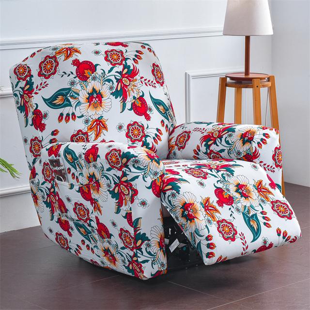 Blumendruck Liegesofabezug Spandex Stretch Sesselbezüge Nordischer Sofabezug für Wohnzimmermöbelschutz