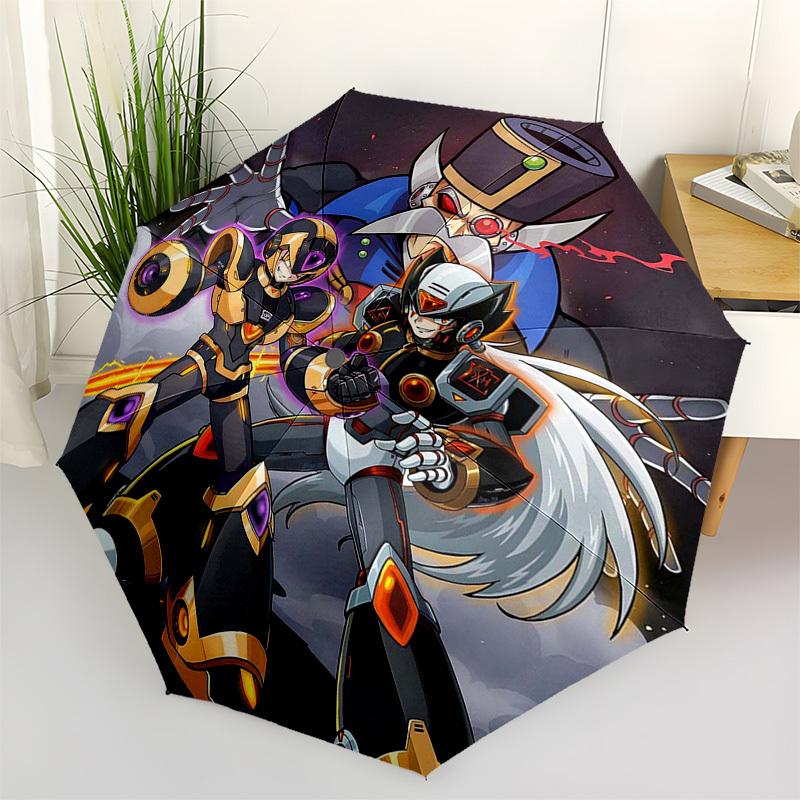 

1pc Megaman X Automatic Opening/Closing Outdoor Umbrella - Portable 3-Fold Design with Iron Frame - Outdoor for Fans, Travelers, Daily Use - Perf