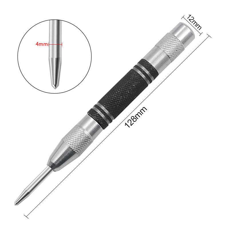 Silver-Black Automatic Center Punch and Window Breaker, 128mm/155mm