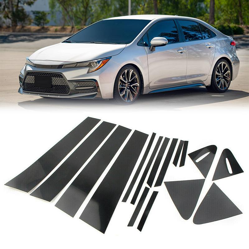 16 ks Leštěné sloupky dveří auta Kryt lišty oken Stylingová samolepka pro Toyota Corolla 2019-2024 Příslušenství Auto Vnější díly