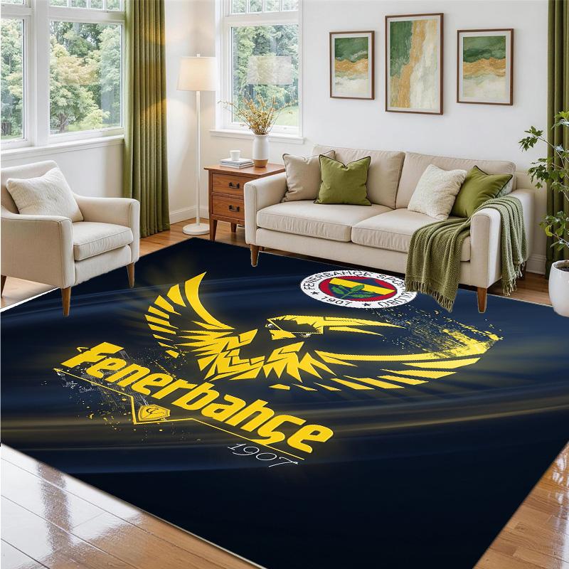 Fenerbahçe FC Design Crystal Velvet Rug Soft Decorative Mat for Bedroom Entrance