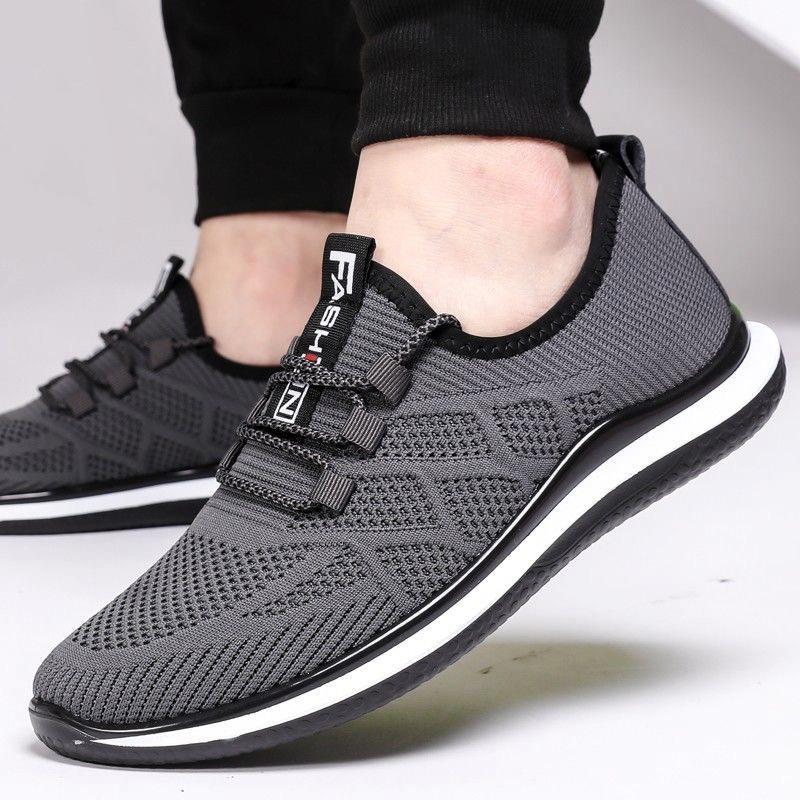 Casual Shoes Men's 2025 Large Size Summer Mesh Fly-woven Breathable Soft Sole Light Walking Shoes Men's