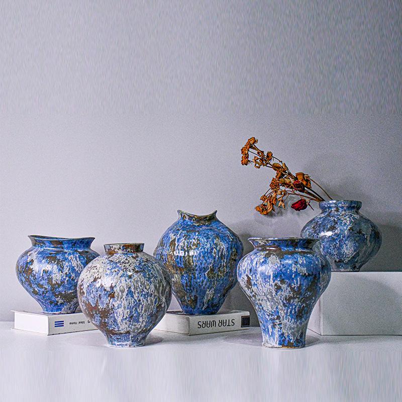 Ceramic Vase Retro Handcrafted Chinese Porcelain Flower Vase Flower Arrangement Accessories Home Decoration Accessories