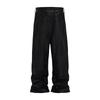 FlowStreet Vintage Cerato Nero Gamba Larga Larghi Pantaloni Cargo da Uomo Streetwear Cleanfit Pieghettati Casual Tuta Larga Pantaloni Larghi