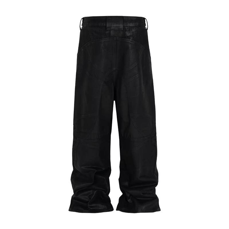 FlowStreet Vintage Cerato Nero Gamba Larga Larghi Pantaloni Cargo da Uomo Streetwear Cleanfit Pieghettati Casual Tuta Larga Pantaloni Larghi