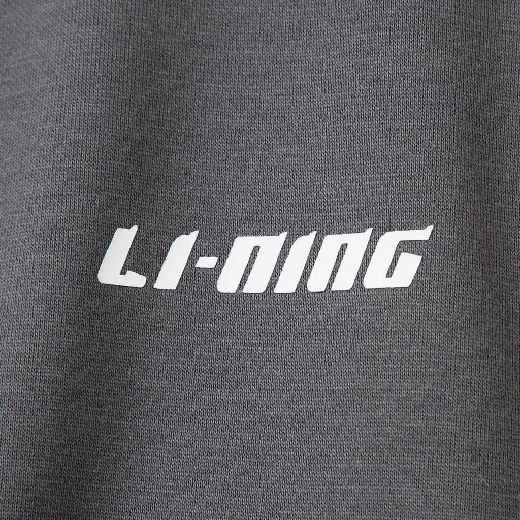 Li Ning Sports Lifestyle Series Letter Color Block Mid Waist Breathable Versatile Loose Fit Cuffed Knit Sports Pants Men Bottoms Coal-Gray AKLV995-5