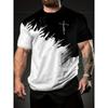 Men's Faith Graphic Printed T-shirt, Short-sleeved Round Neck T-shirt, Summer Outdoor Men's Clothing