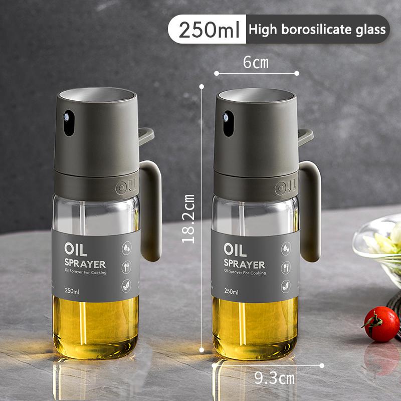 1/2Pcs Oil Spray Bottle, 250ml Olive Oil Bottle,High Borosilicate Glass Oil Sprayer Mister Oil Dispenser for Air Fryer Kitchen