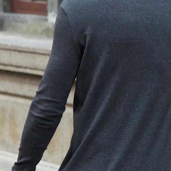 Erkek İlkbahar Tişört Uzun Kollu Bisiklet Yaka Düz Renk Pullover Yumuşak Sıcak Bol Başparmak Delikli Erkek Tişörtü Erkek Giyim