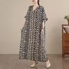 DIMANAF New 2026 Women Plus Size Spring Summer Beach Vintage Long Dress Loose Oversize Maxi Floral Print Black