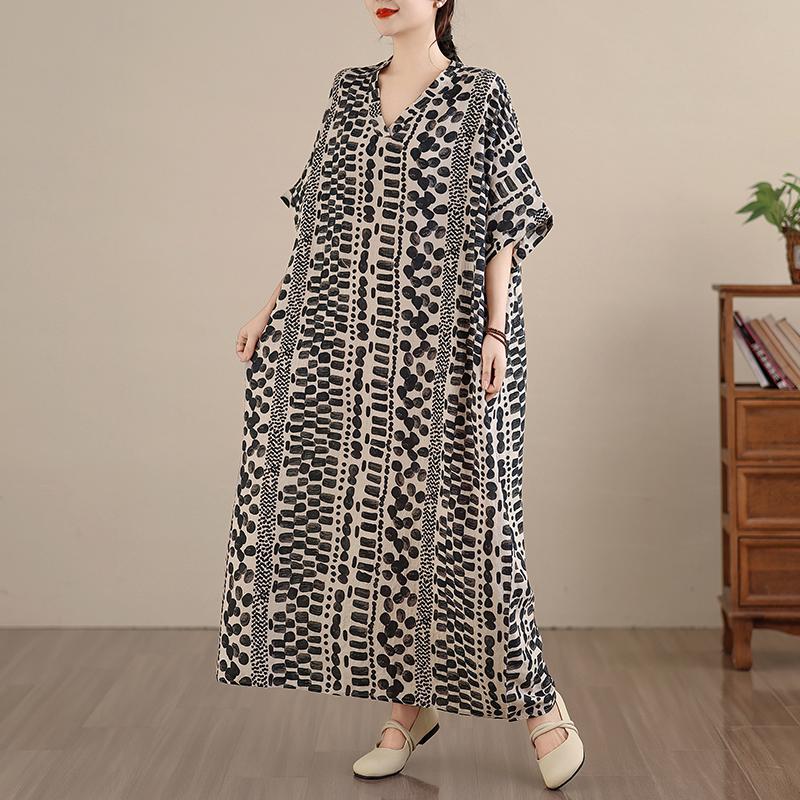 DIMANAF New 2026 Women Plus Size Spring Summer Beach Vintage Long Dress Loose Oversize Maxi Floral Print Black
