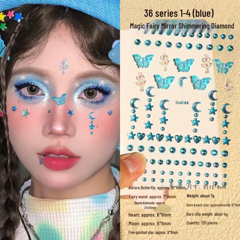 Children's Rhinestone Rose Diamond Face Stickers for Concert Makeup & Styling