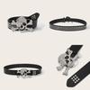Style Skull Punk Pattern Pu Belt With Snap Closure For Youth And Casual Outfits