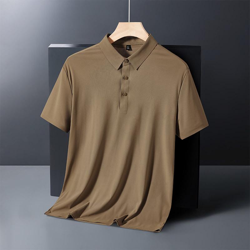 Men's Ice Silk Seamless Short Sleeve Polo Shirt – Business Casual Summer T-Shirt