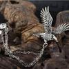 Vintage Men Eagle Rhinestone Tassel Chain Broszka Pins do garniturów Blazer Flower Collar Pin Wedding