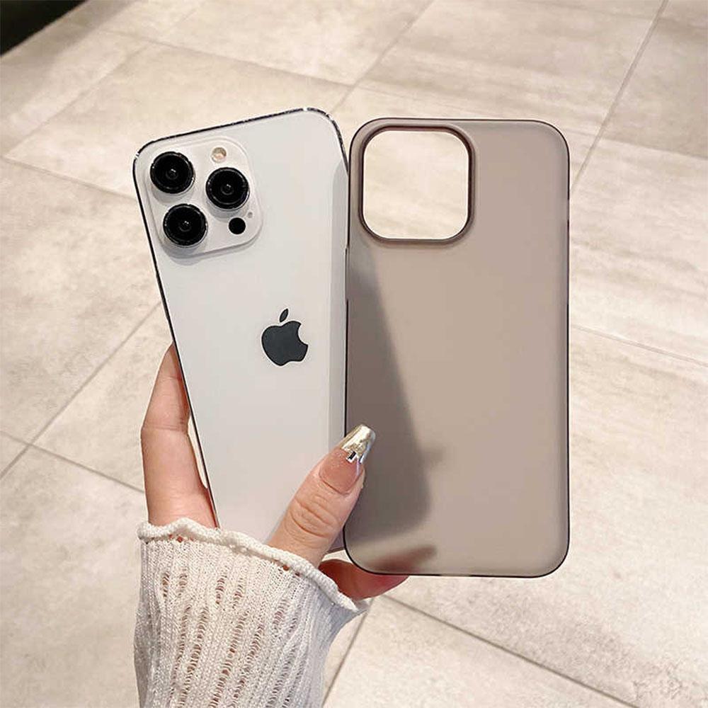 

Ультратонкий матовый жесткий ПК полупрозрачный прозрачный чехол для телефона iPhone 16 Pro 15 14 13 12 Pro Max Plus ударопрочный тонкий кожаный чехол на заднюю панель For iPhone 13 чёрный