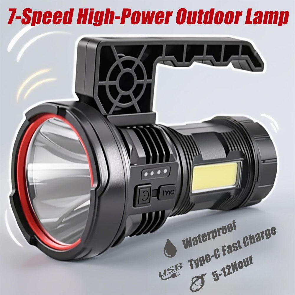 New Cross-Border High-Power Flashlight COB Outdoor Searchlight Type-C Rechargeable Emergency Handheld Work Light