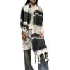 Autumn and winter new scarf women's atmosphere contrasting color plaid high-end sense warm scarf thickened handmade fringed shawl scarf