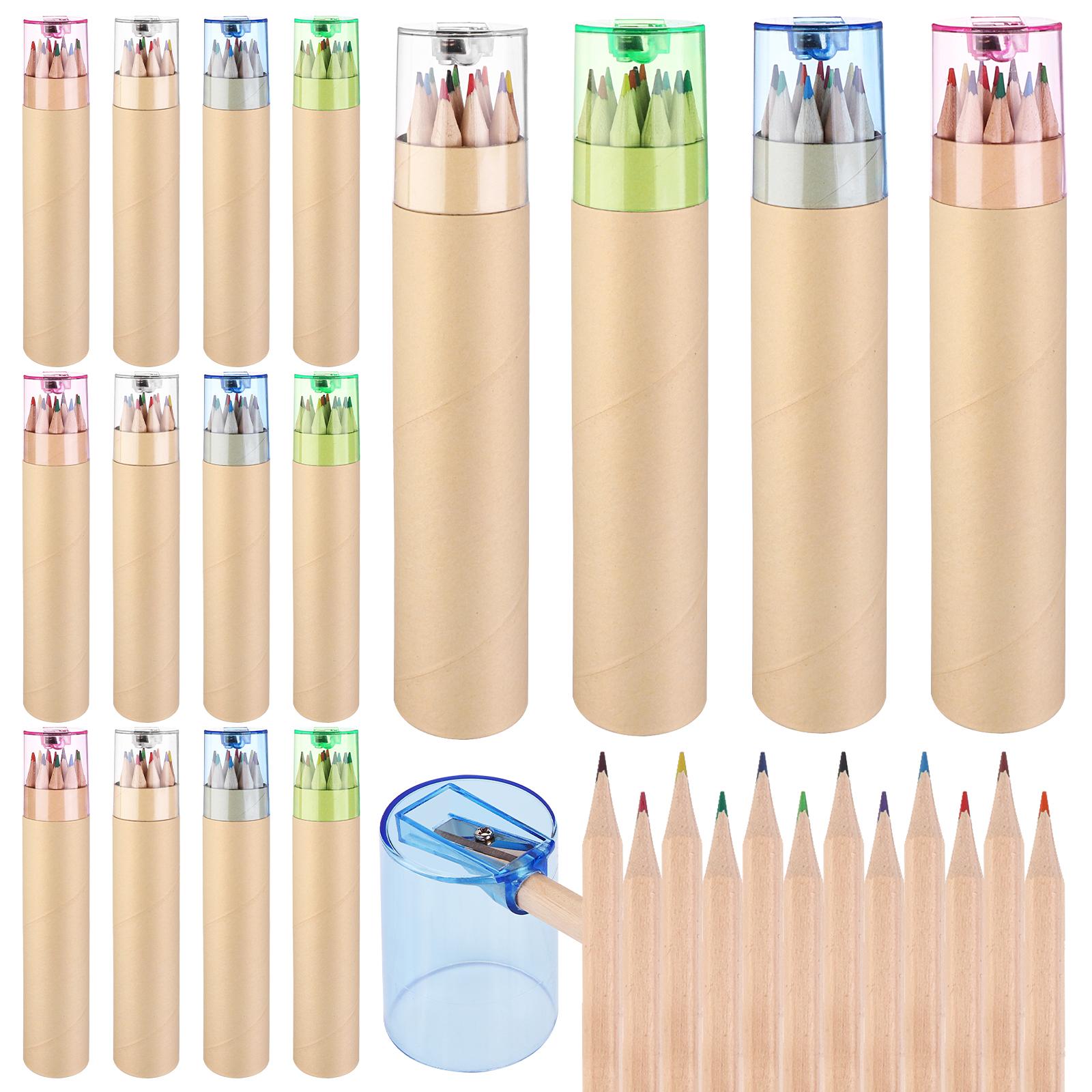 

40 Pack Mini Drawing Colored Pencils With Sharpener 12 Color Mini Drawing Pencils Set 3.3Inch Short Fat Color Pencils In Tube Co бежевый