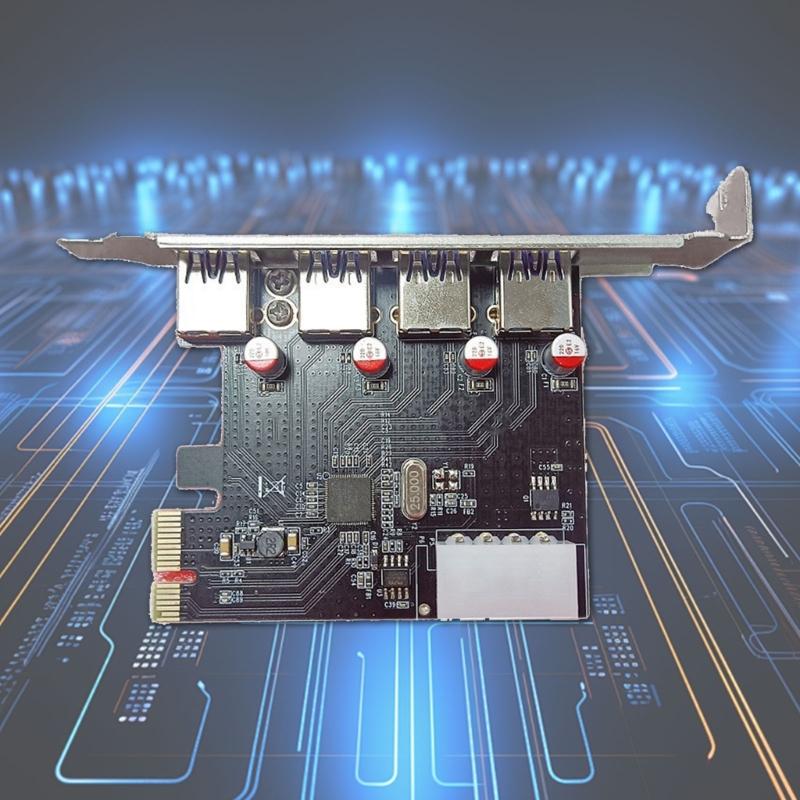 4 Port USB3.0 PCIE Expansion Card PCIE to USB3.0 Board 5Gbps Adapter Controller Replacement for Desktop PC Accessories