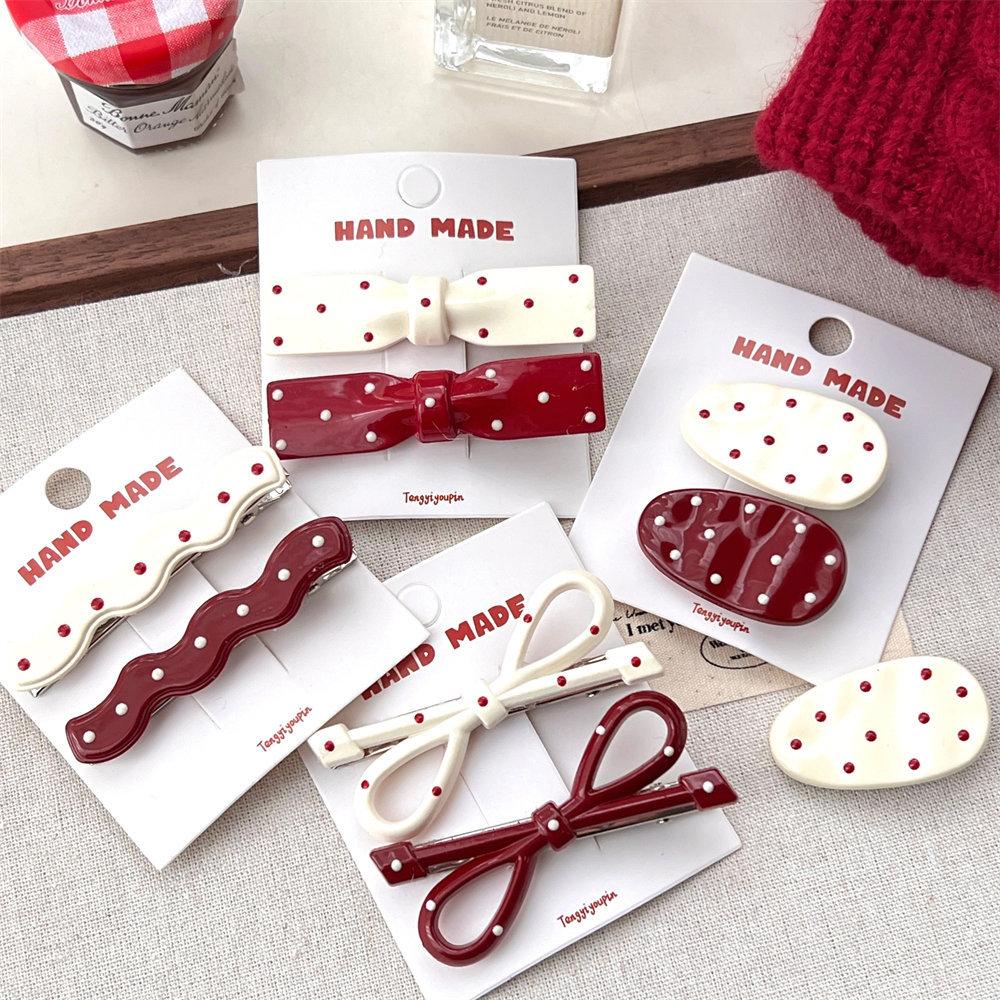 4Pcs Retro Polka Dot Bow Hair Clip  Versatile Hair Accessories For Girls