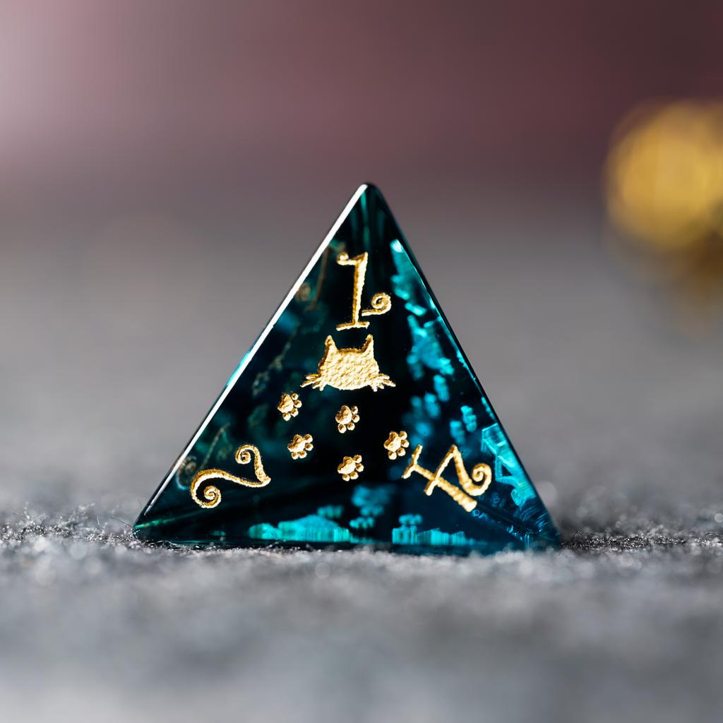 Color blue crystal cat theme COC running group dice dnd dice Cthulhu running group D20 group 20-sided dice