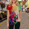 Fashion Women Tie-dyed Print T Shirt Funny Casual O-neck Short Sleeves T-shirt Summer Female Tee Shirt