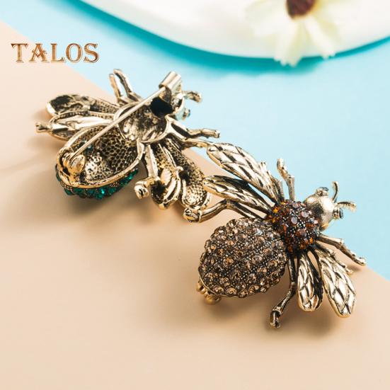 Unisex Brooch Bee Shape Alloy Rhinestone Decor Anti-slip Bag Coat Collar Hat Scarf Decoration Clothes Pin Party Prom Garment Jewelry