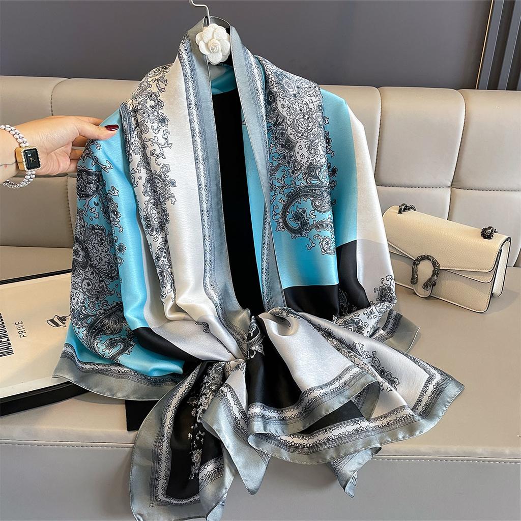 Women 180*90cm Fashion Beautiful Soft Silk Scarves Female Lady Shawl Hijab Wrap Foulard Bandanna Muffler Beach Pareo