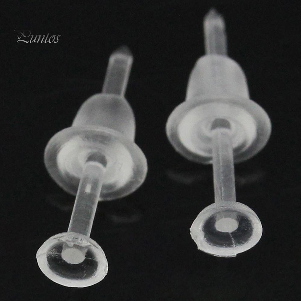 50Pcs/Set Unisex Clear Plastic Earring Post Ear Pins Backs DIY Jewelry Accessory