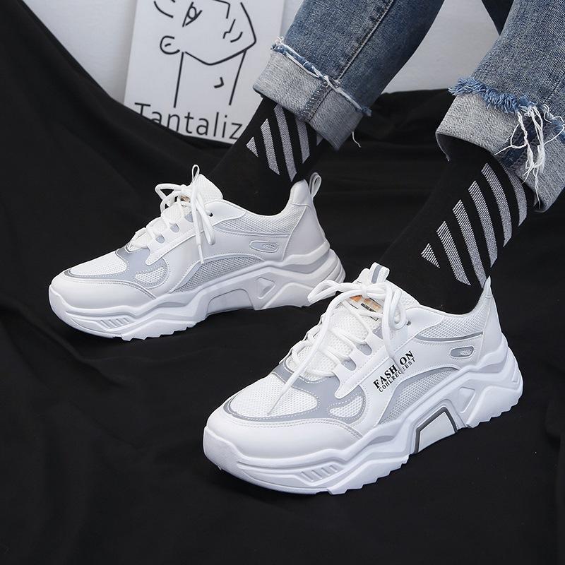 

Fashion 2024 New Hot Fashion Men s Sports Casual Shoes Lace Up White Shoes Comfortable Breathable Student Trend Board Shoes Men21 39 белый
