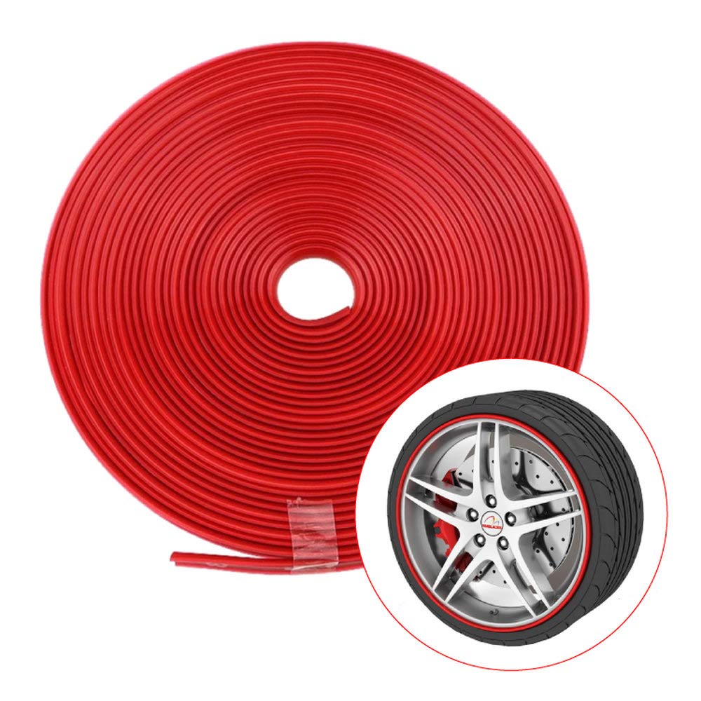 SUNNY Wheel Rim Protector 8M Easy Adhesive Tape PVC Material Wheel Protection Anti-Scratch Rim Guard Motorcycle Wheel (Red)