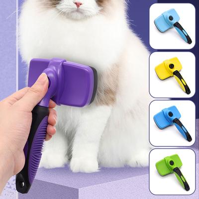 Self-Cleaning Cat Slickers Brush Anti-Rust Pet Grooming Comb For Removing Hair Knots