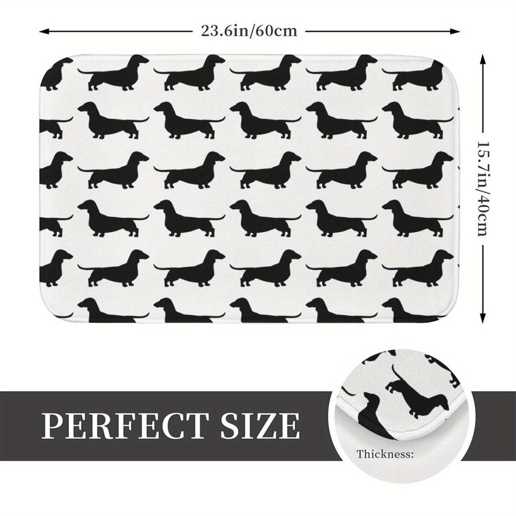 Dachshund Outline Non-slip Doormat, Machine Washable Polyester Rug, Great for Home Decoration Suitable for Bathroom Decoration