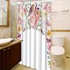Vibrant Floral & Bird Shower Curtain - Polyester, Machine Washable, 12 Hooks, Elegant Bathroom Decor, Easy Install