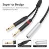 6.35mm 1/4" TRS Female To Dual 6.35mm 1/4" TS Male Y-Splitter Cable, 0.5m.
