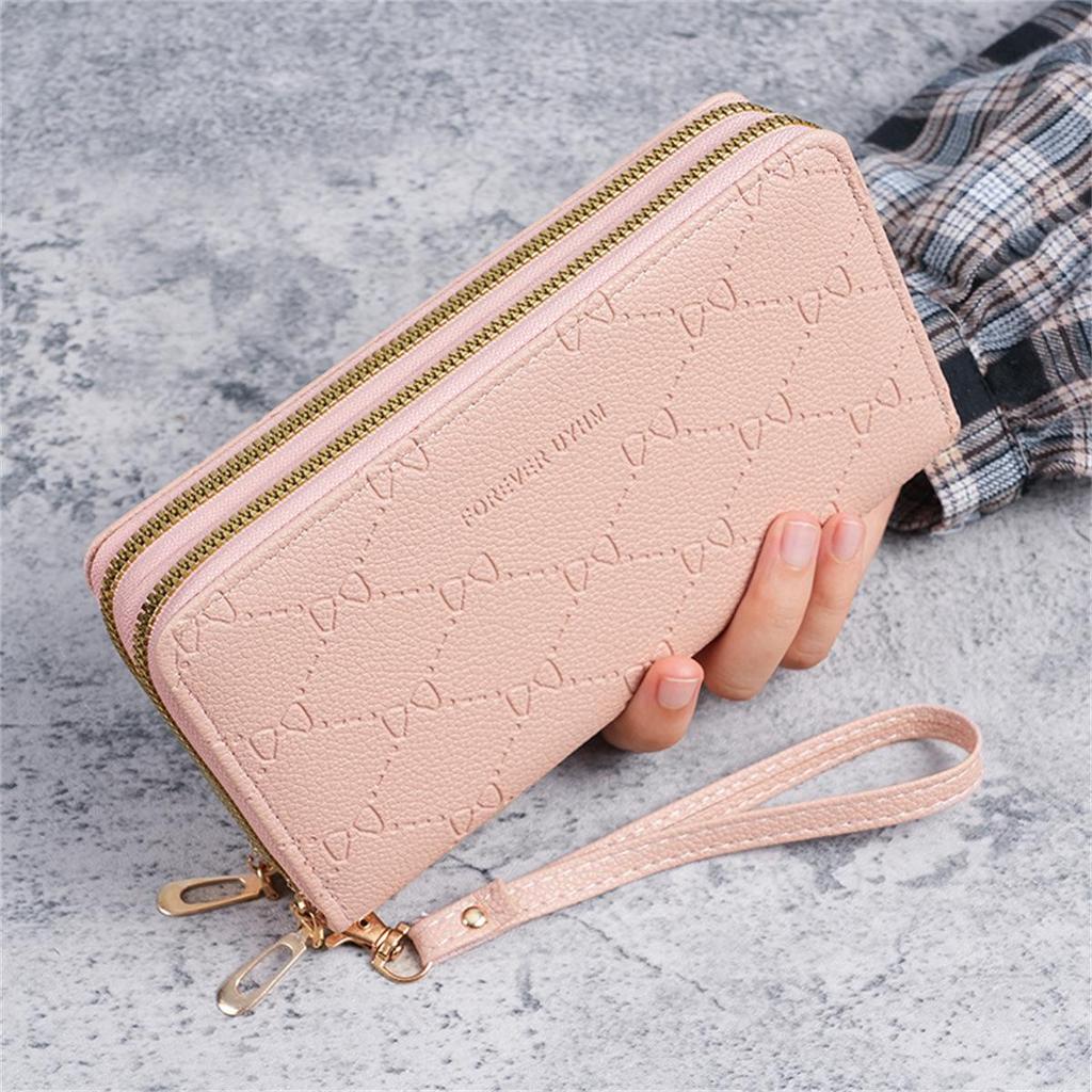 Women's Double Zipper Clutch Wallet: Large Capacity, Multifunctional Phone & Coin Bag