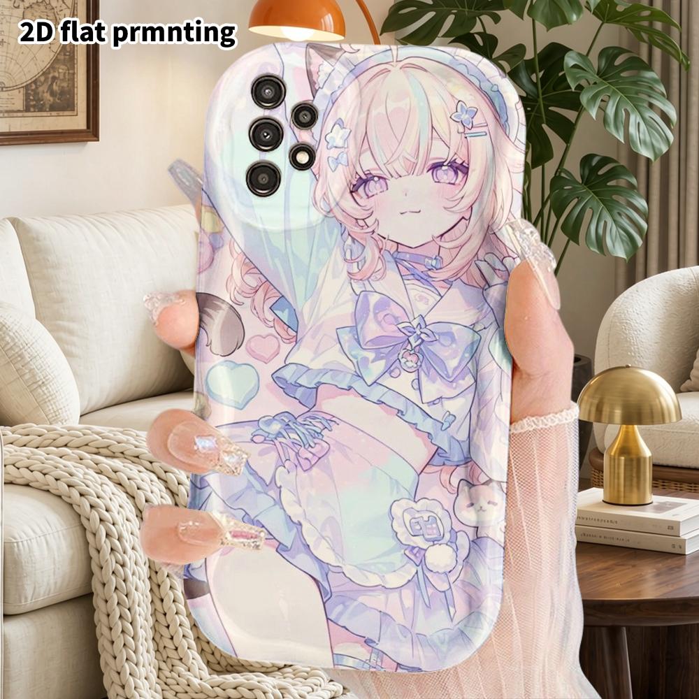 Phone Case: 2D Flat Samsung Galaxy A34 A35 M05 M06 S20 S22 S21 FE Plus 5G Protective Case, Couple Style, Cat Ear Girl, Christmas and Halloween Gift