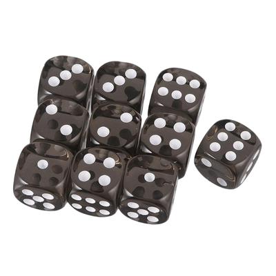 10pcs 16mm Acrylic Dice Black Transparent 6 Sided Dice Casino Poker Game Bar Party Dice Children Board Game Toy