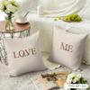 Simplicity Fashion Text Love Cushion Cover Natural Linen Organic Fabric Double-Sided Printing Sofa Home Decor Gift Pillow Case