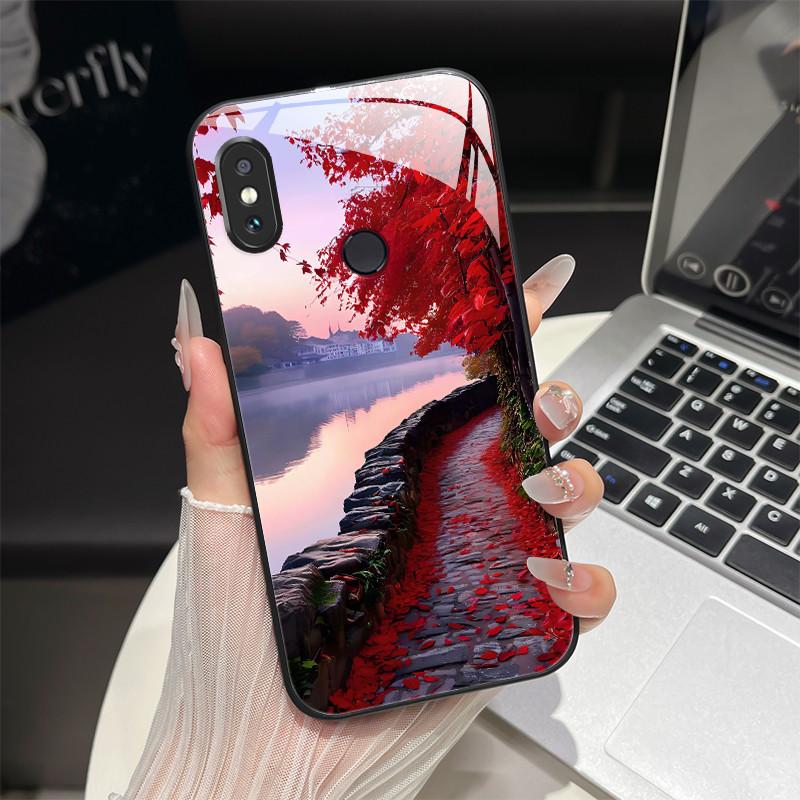 For Redmi Note 5/Note 6 Phone Case Trendy Design Tempered Glass Bumper For Xiaomi Redmi Note 5 6 Pro Full Protection Back Covers