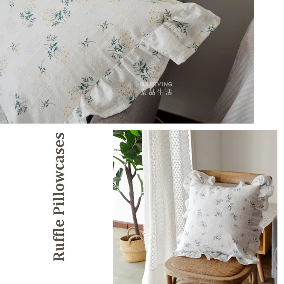 1 st Koreansk Stil Bomull Prästkrage Ruffle Kuddfodral, Hudvänligt Kuddfodral, Heminredning Soffkuddar Fodral, Soffa Prydnad