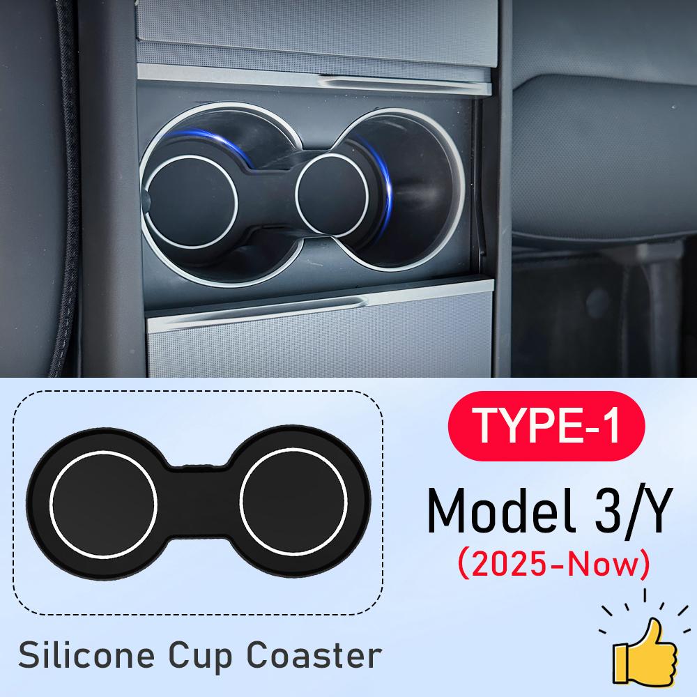 Für Tesla Model Y Juniper Getränkehalter-Einsatz 2025 2026 Model 3 Highland Mittelkonsolen-Getränkeuntersetzer-Pads Model 3 Model Y Zubehör