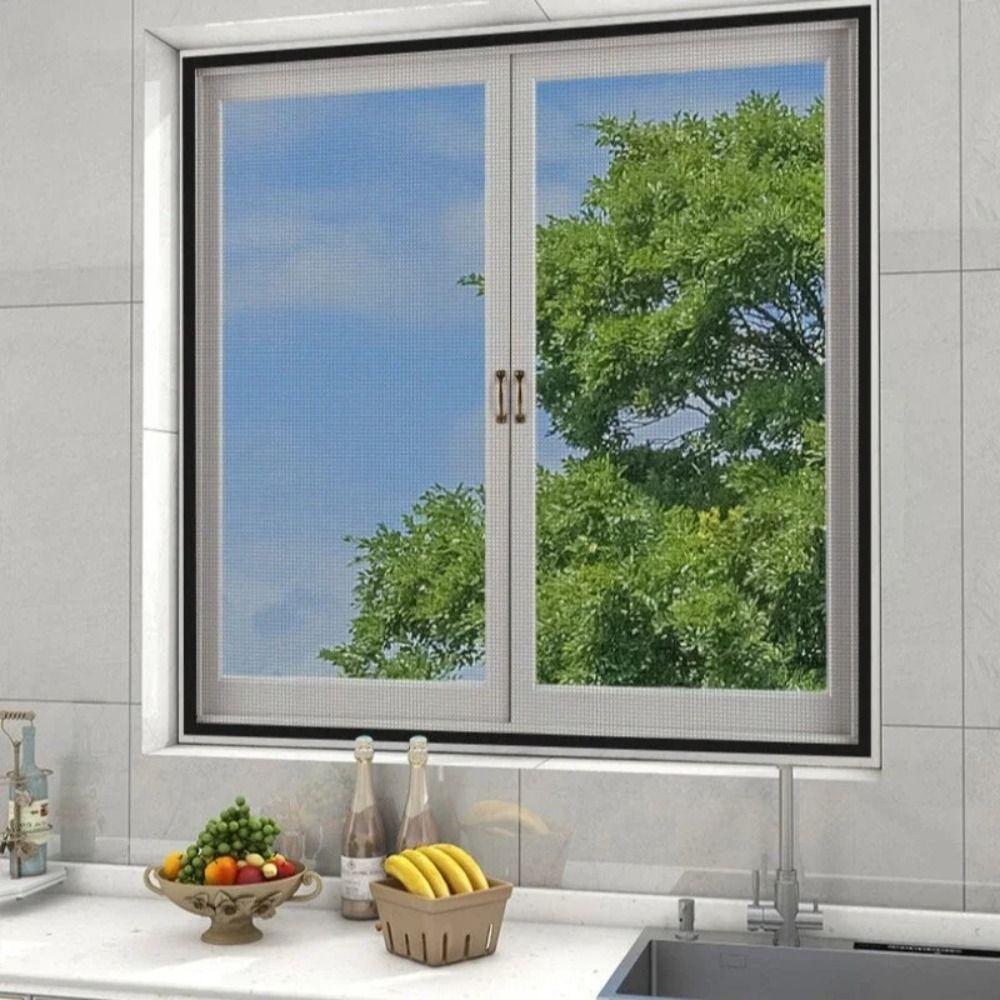 Self-Adhesive Design Self-Adhesive Window Screen Retractable Mesh Flexible Mesh Drill-Free Stick-On Door Curtain