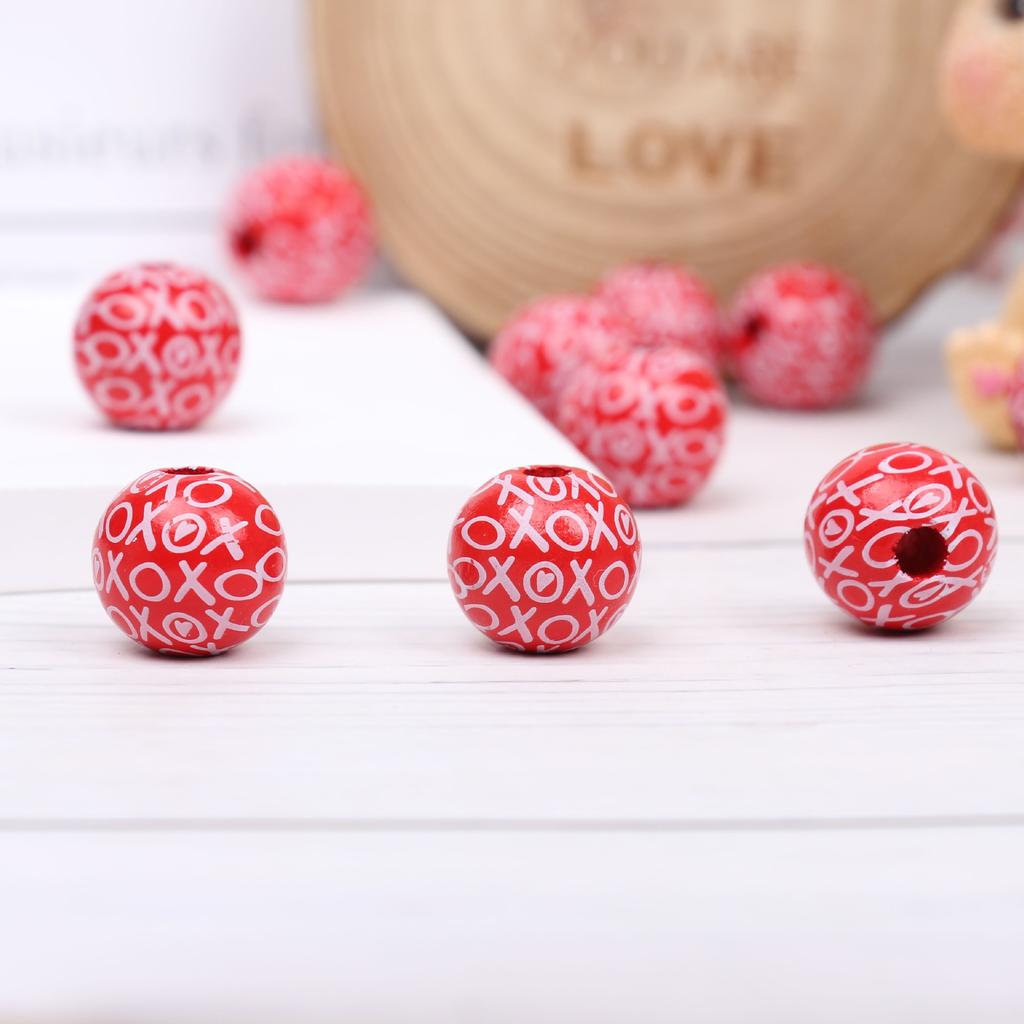 Valentine'S Day Love Wooden Beads Home Decoration Colorful Wooden Beads Wreath Accessories Diy Fringed Hemp Rope Wooden Beads String