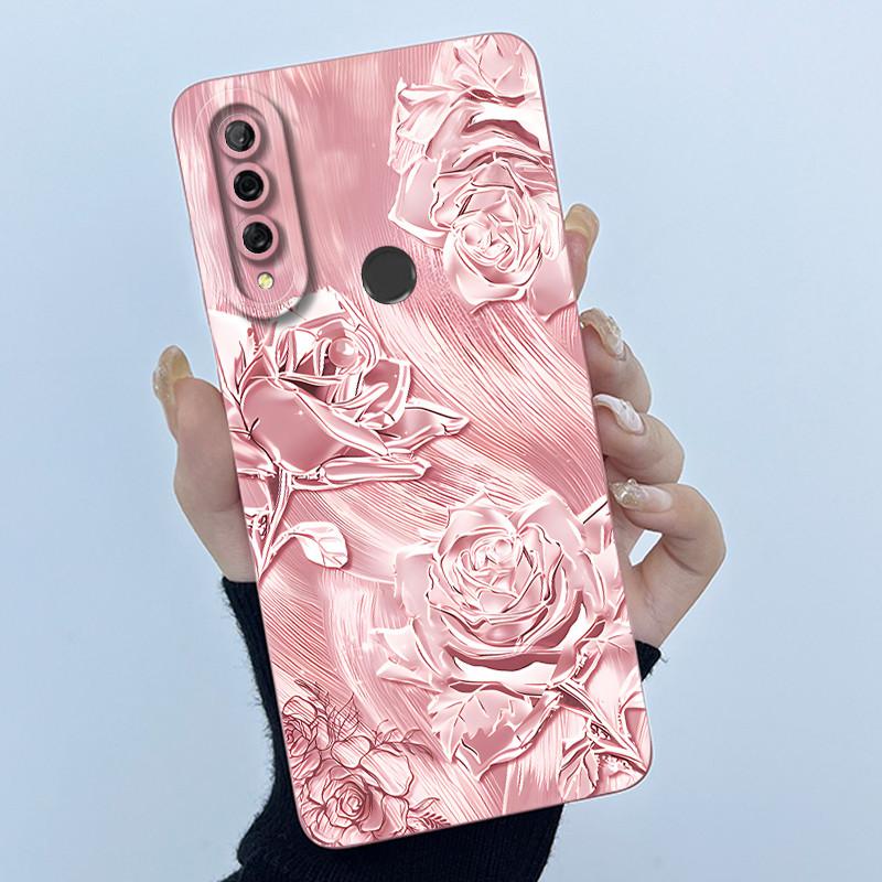 Case For Huawei Y9s Y9 Prime 2019 Simplicity flower Liquid Soft Silicone TPU Protective Back Cover For Huawei Y9 Prime 2019 Capa