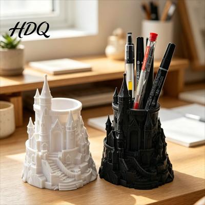 Desktop Organizer Castle Shape Pen Holder 3D Printed Desk for Pens Pencils Pencil Holder Makeup Brushes Decorative Storage Cup Home Office